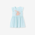 Summer Arrival Animals Cartoon Pattern Fly Sleeves Dress for Stylish Girls