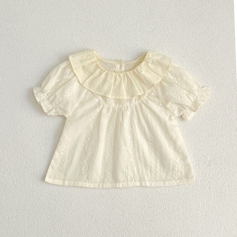 Summer Baby Girls Short Sleeves Floral Pattern Jacquard Dress And bodysuit – Princess Sister Matching Set