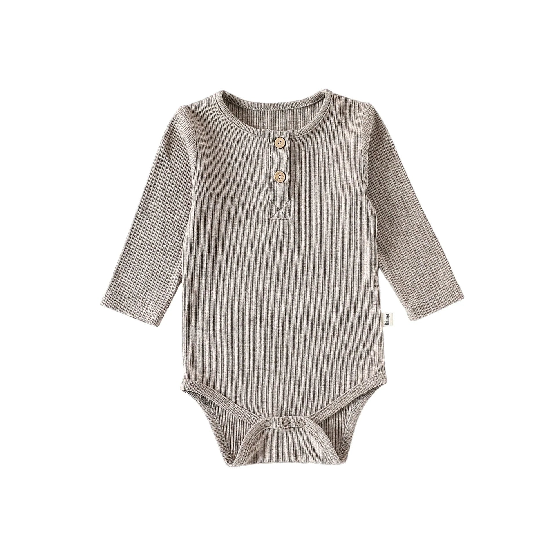 Autumn Arrival Baby Unisex Long Sleeves Casual Plain Crew Neck bodysuit and Pants Clothing Sets